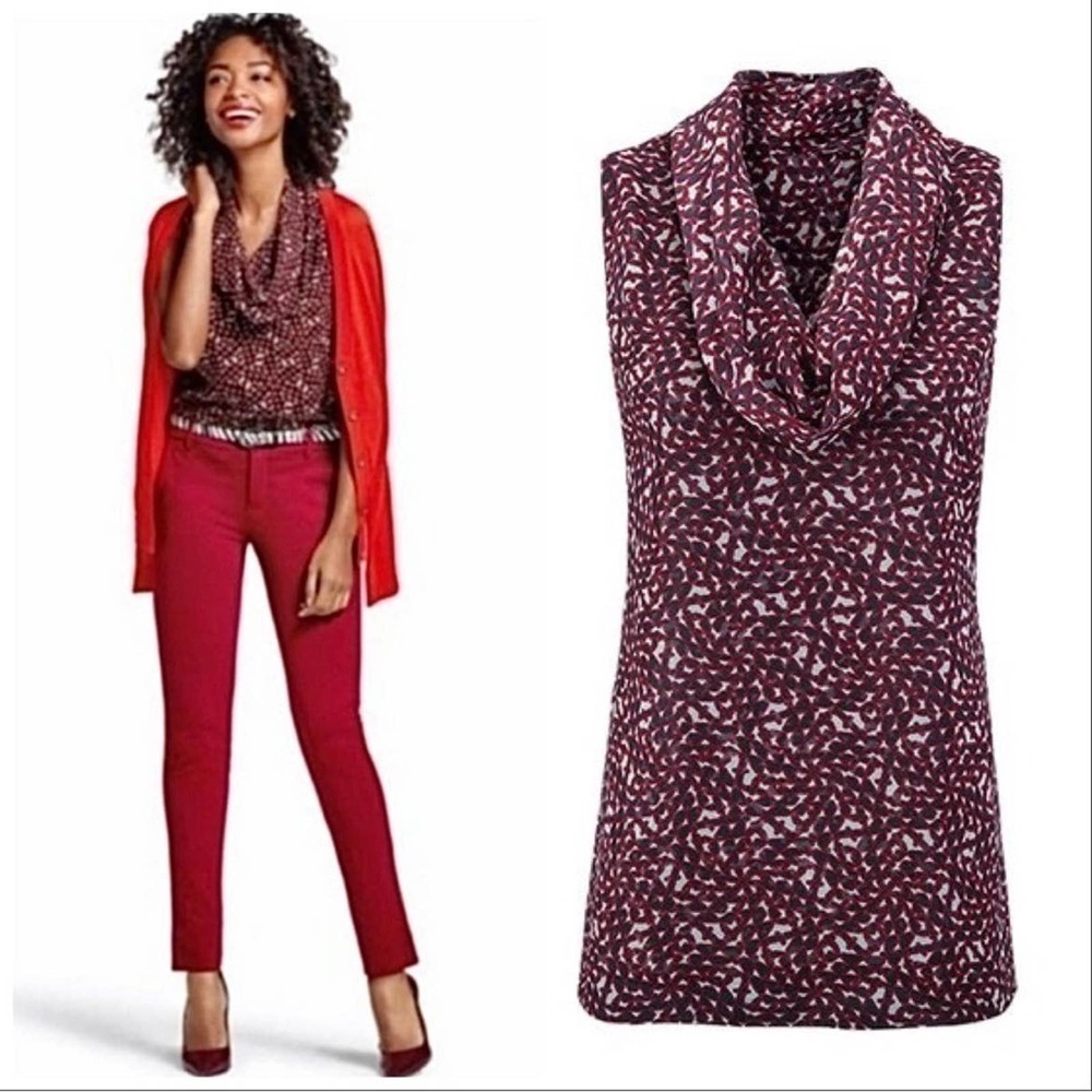 CABI Wine Lattice Venus Cowl Neck Sleeveless Top Size Small